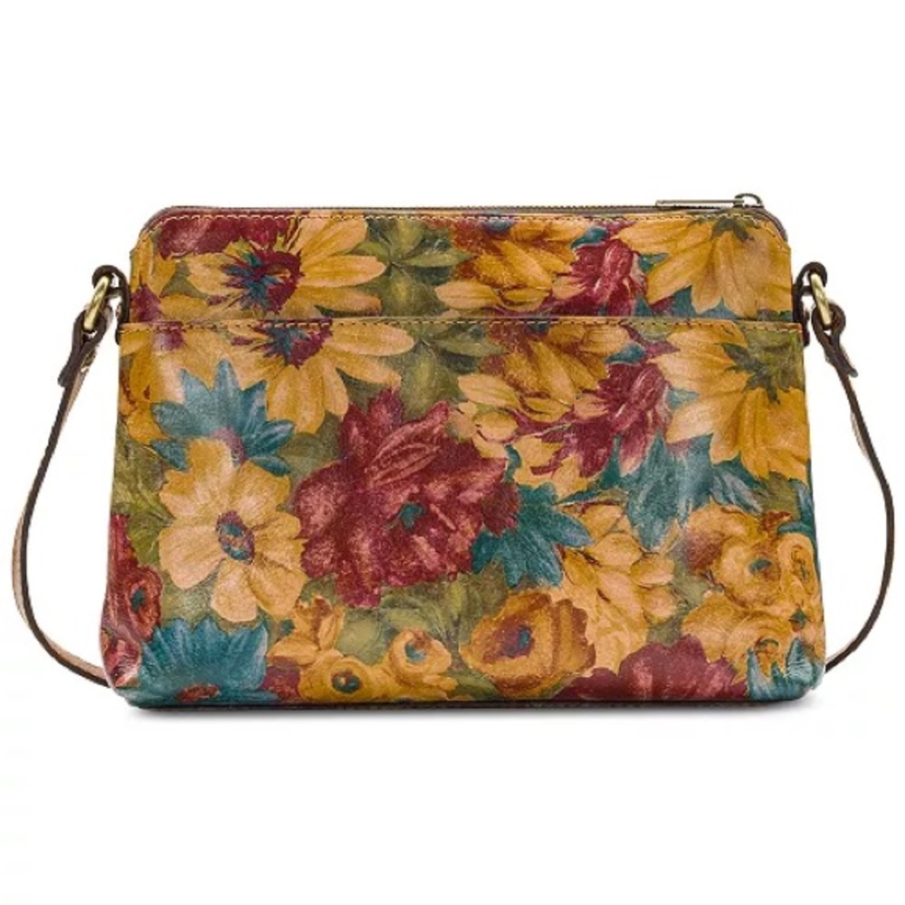 Patricia Nash Fresco Bouquet Avellino Crossbody 100% Italian Leather Floral - Picture 5 of 11